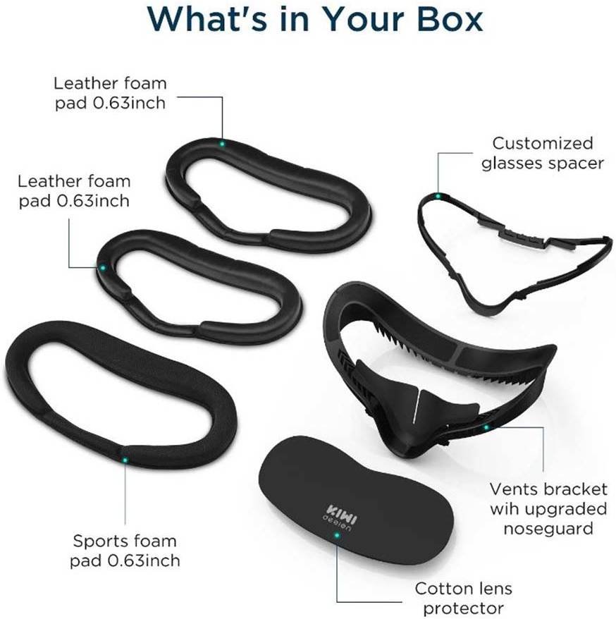 KIWI DESIGN 6 IN 1 FACE COVER KIT OCULUS QUEST 2 BLACK Q2-5.2 HJT-377 thumbnail 2