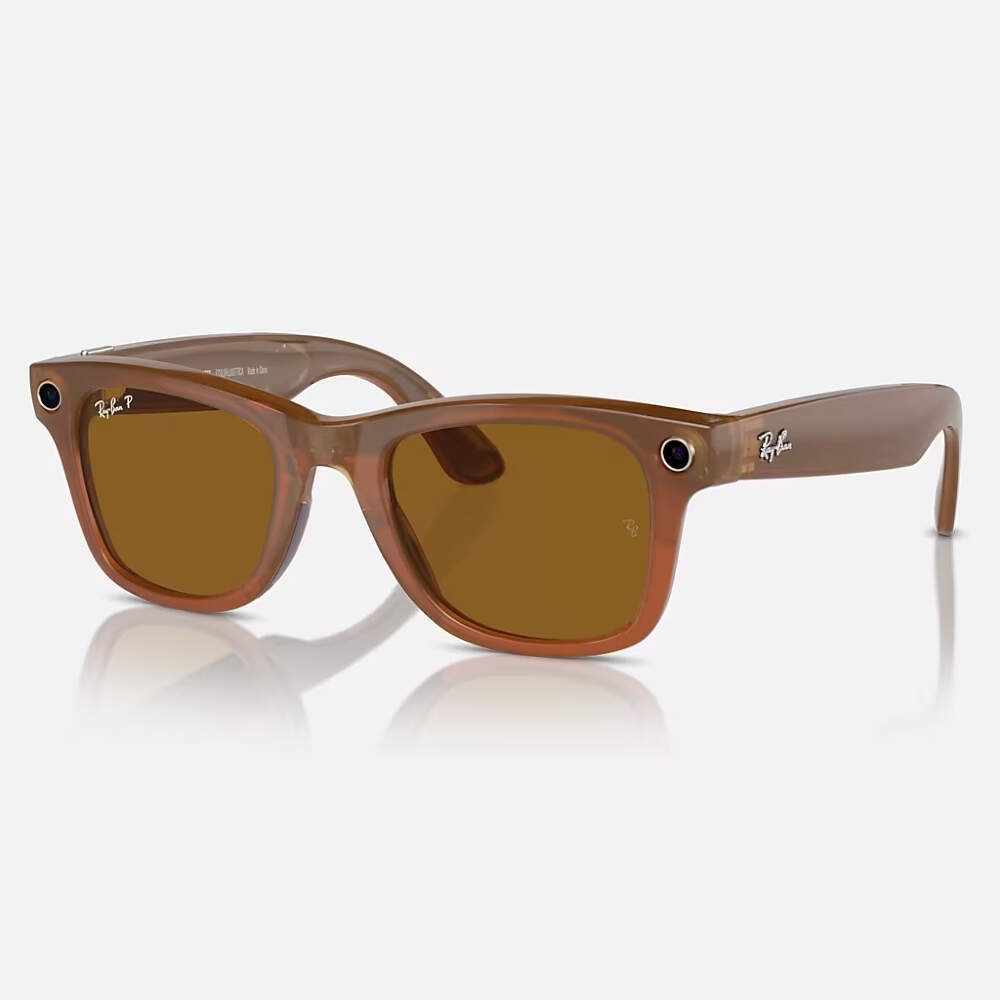 RAYBAN META WAYFARER SUNGLASSES F SHINY CARMEL L POLAR BROWN RW4008 thumbnail 2