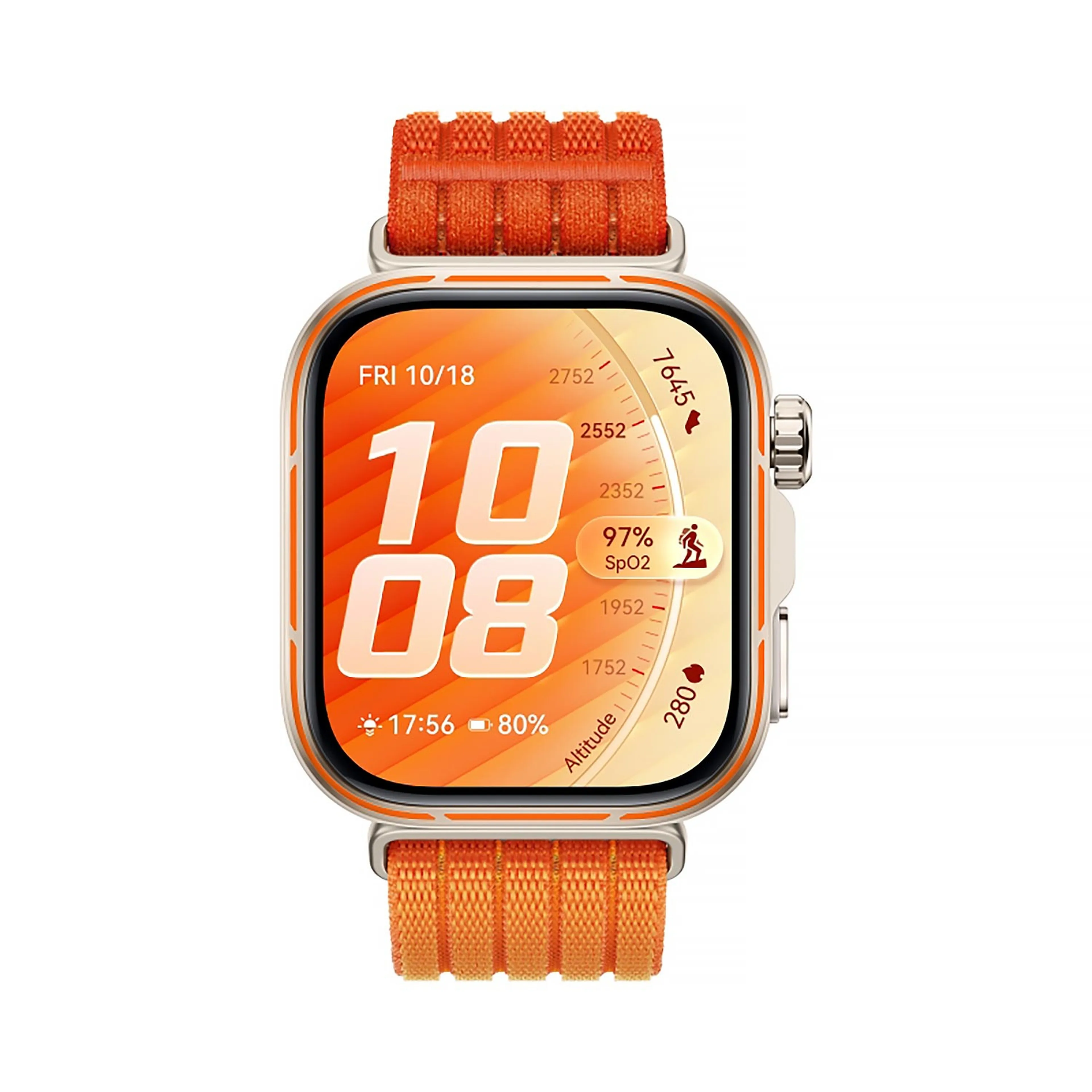 HUAWEI WATCH FIT 5 PRO GREY ALUMINUM ALLOY CASE GRADIENT ORANGE NYLON STRAP NKI-B29 55020HRD thumbnail 2