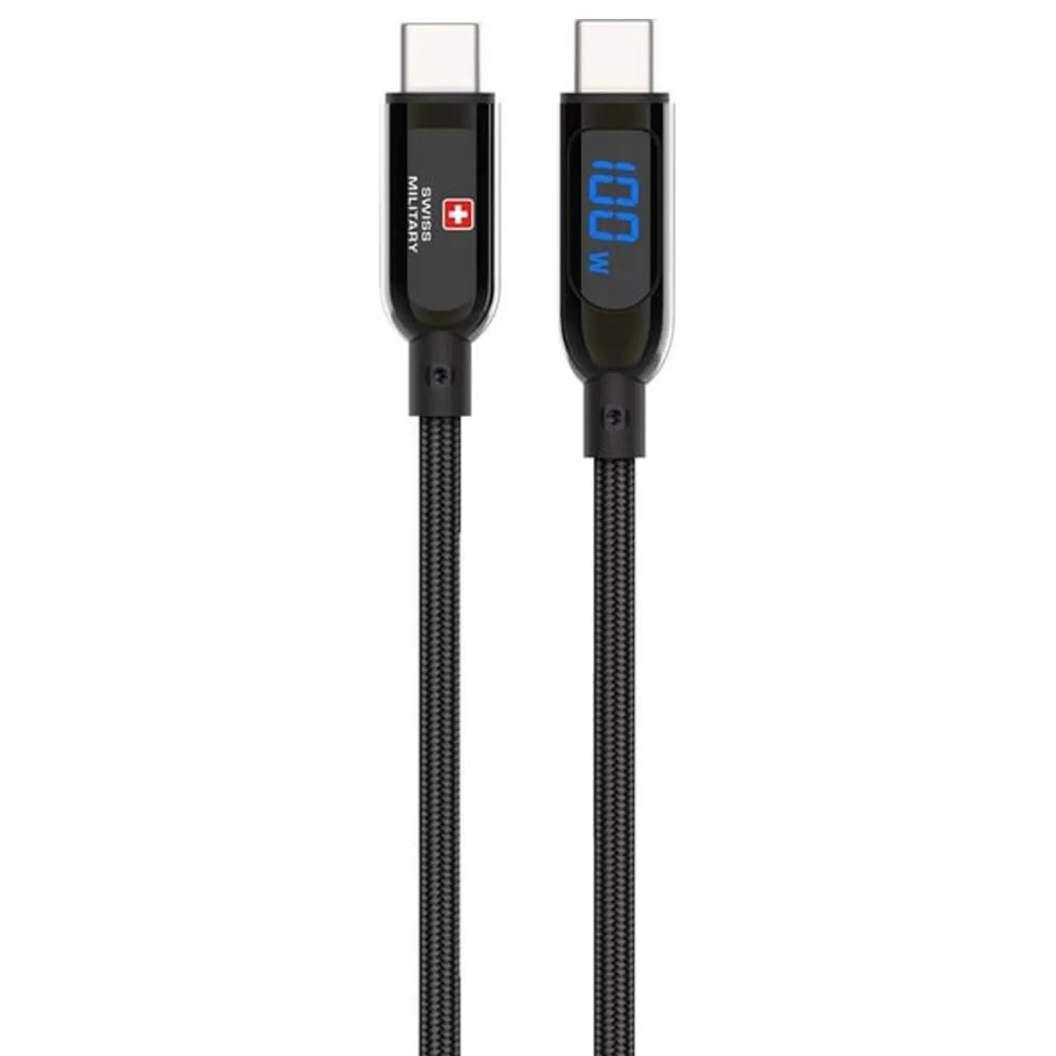 SWISS MILITARY USB C TO USB C HEAVY DUTY HIGH PERFORMANCE CHARGING DATA TRANSFER CABLE BLACK thumbnail 2