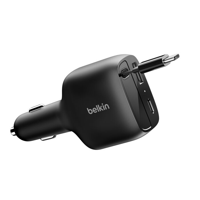 BELKIN BOOST CHARGE RETRACTABLE CAR CHARGER 75W BLACK CCC001HQBK thumbnail 2