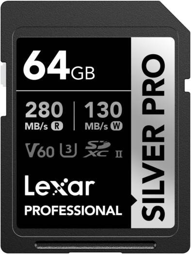 LEXAR PROFESSIONAL SILVER PRO SDXC UHS-II CARDS 280MBPS-64GB LSDSIPR64G-BNNNG thumbnail 2