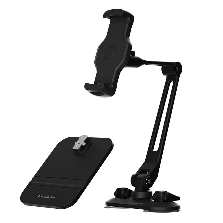 POWEROLOGY QUICK RELEASE MULTI MOUNTING PHONE AND TABLET HOLDER SUCTION AND DESK BASE BLACK PLARSPHBK thumbnail 2