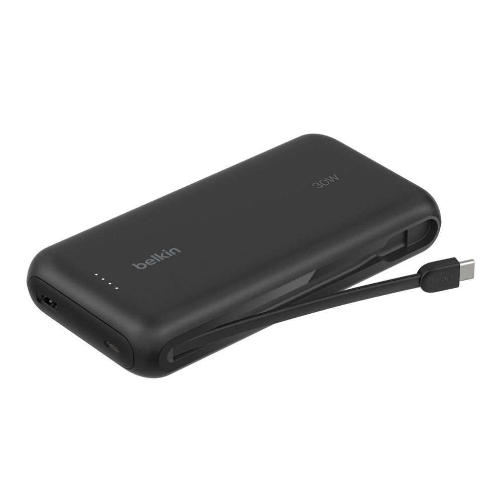 BELKIN BOOST CHARGE POWER BANK 20K WITH USB C INTEGRATED CABLE PD 30W BLACK BPB024HQBK thumbnail 2