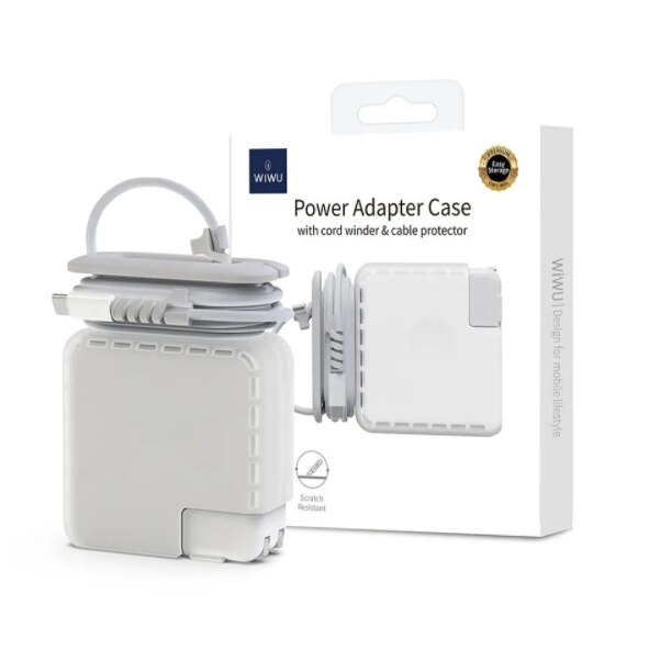WIWU POWER ADAPTER 30W WITH CORD WINDER   CABLE PROTECTOR LIGHT GRAY thumbnail 2
