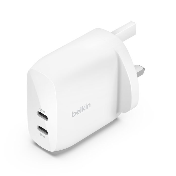 BELKIN DUAL USB-C BOOST WALL CHARGEGER 60W WCB010MYWH thumbnail 2