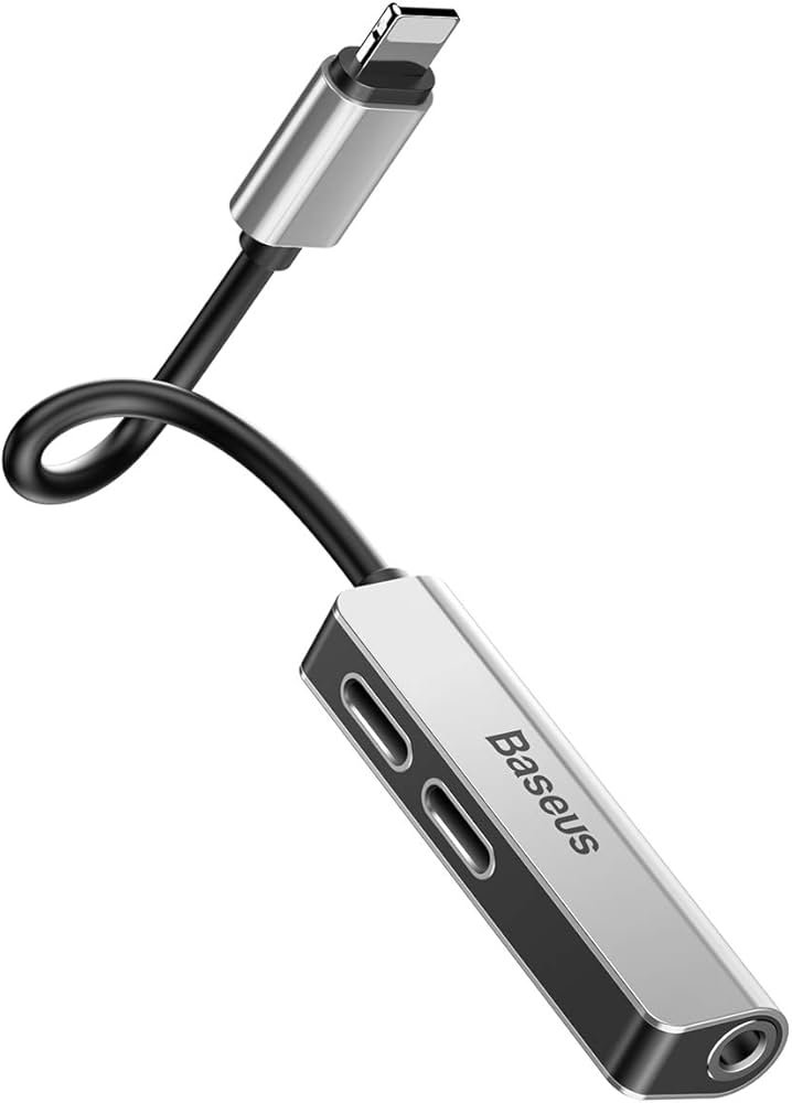 BASEUS 3 IN 1 AUDIO CONVERTER LIGHTING MALE TO FEMALE 3.5MM GRAYCALL52-S1 thumbnail 2