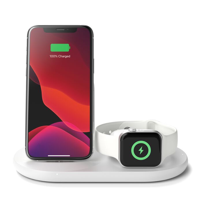 BELKIN 3 IN 1 WIRELESS CHARGER 7.5W IPHONE/WATCH/AIRPODS WIZ001MYWH thumbnail 2