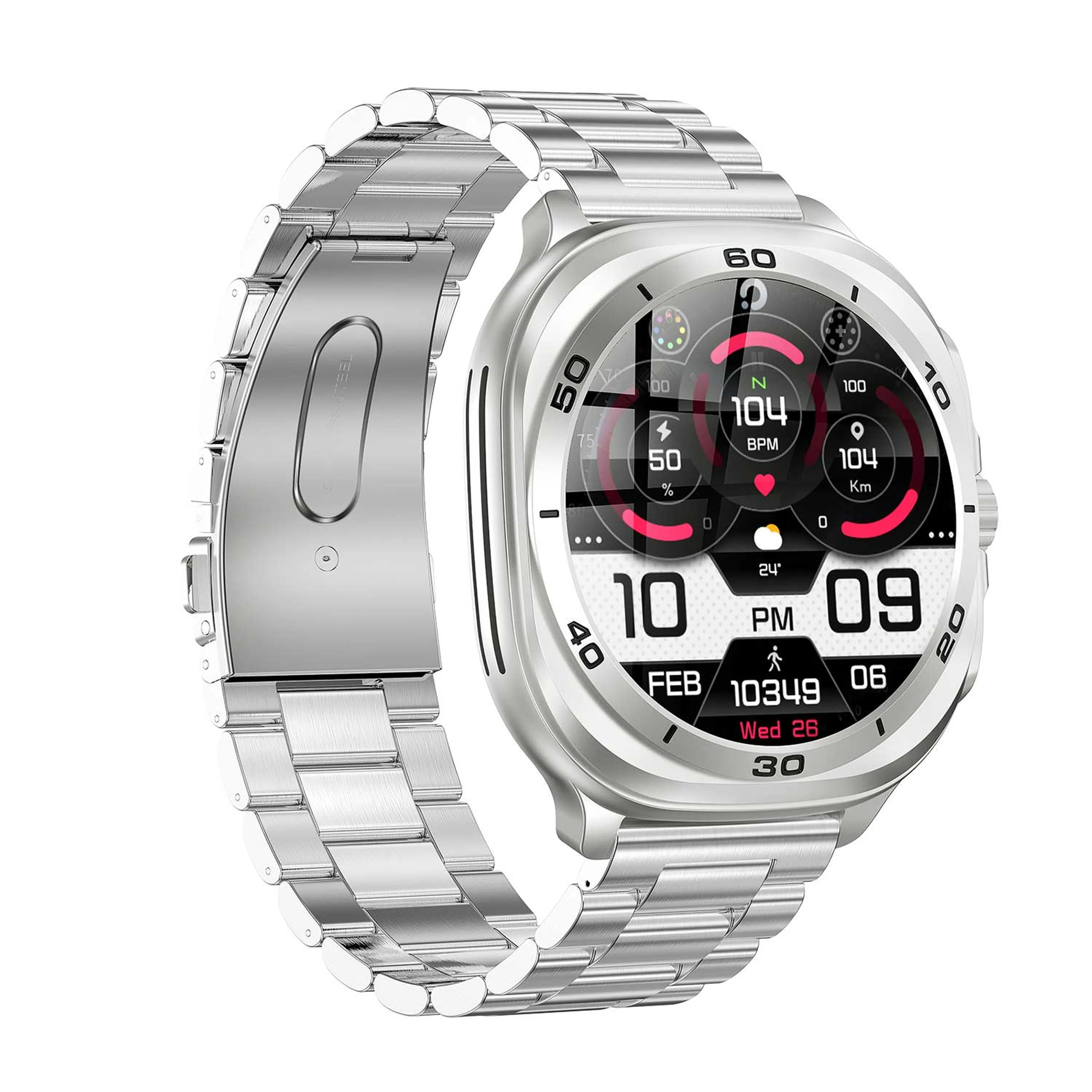 SWISS MILITARY DOM 7 SMART WATCH SILVER METAL STRAP AND INCLUDE 2 PREMIUM STARPS SM-BD-DOM7-SILMS-2ST-BRNL-BLUS thumbnail 2