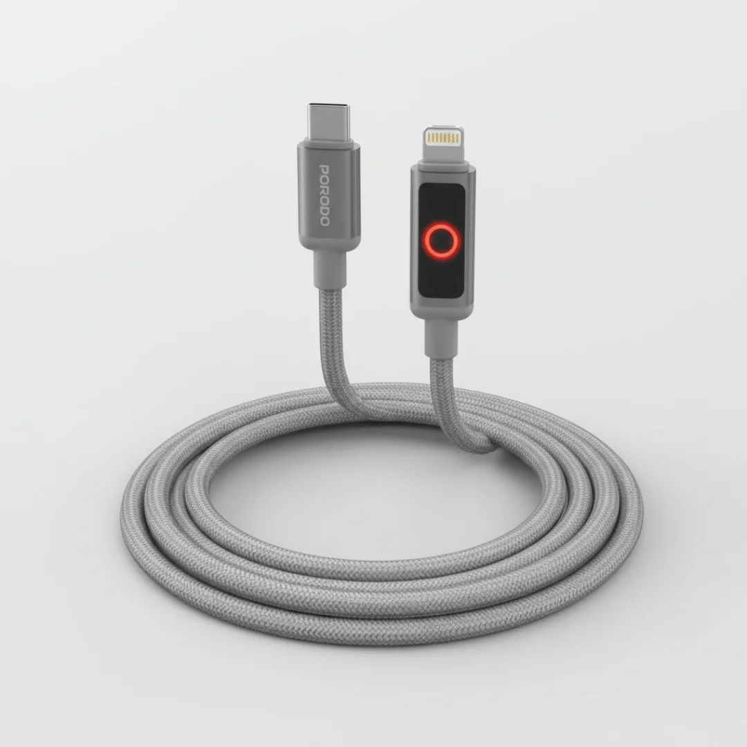 PORODO CHARGE LITE USB-C TO LIGHTNING HIGH-SPEED CHARGING 1M/3.3FT CABLE GRAY PDCBL0046GY thumbnail 2