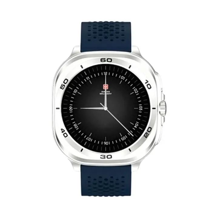 SWISS MILITARY DOM 7 SILVER FRAME WITH BLUE SILICONE STRAP SM-WCH-DOM7-SILF-BLUS thumbnail 2