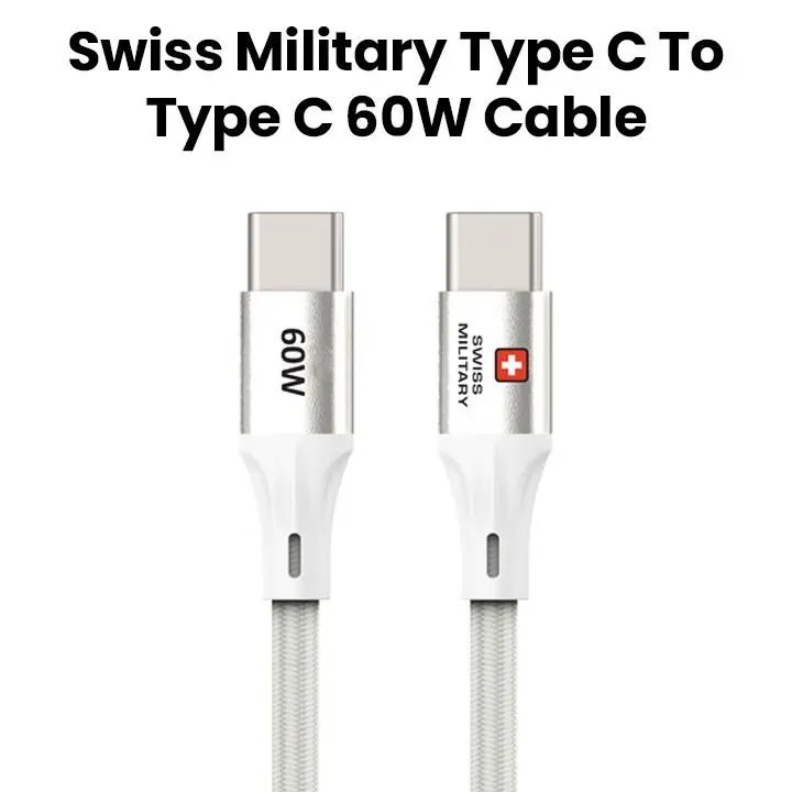 SWISS MILITARY USB-C TO USB-C 100W CABLE 1.2M WHITE CB-CC100W-WH thumbnail 2