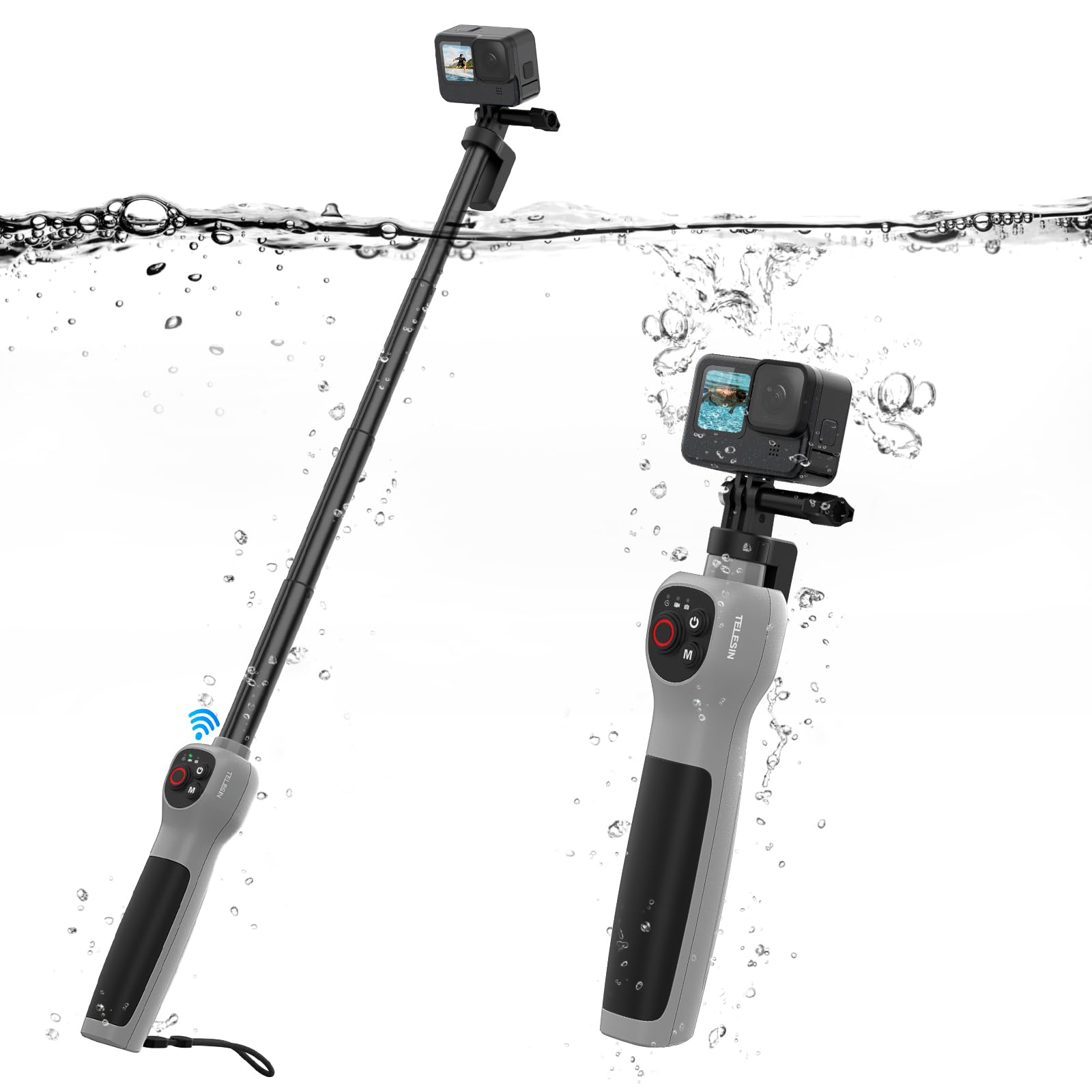 TELESIN GOPRO HERO 12 UNDER WATER SELFIE STICK WITH REMOTE CONTROL GP-WBT-001 thumbnail 2