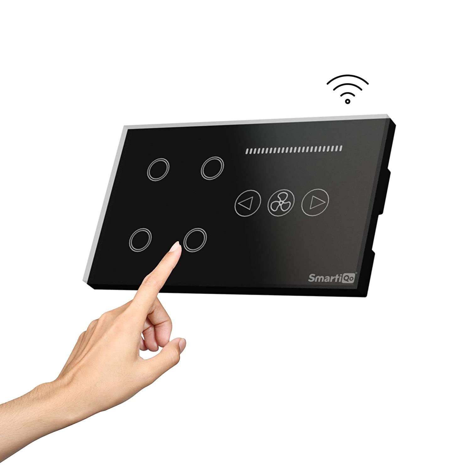 SMART 4 GANG LIGHT & 1 FAN SWITCH BLACK thumbnail 2