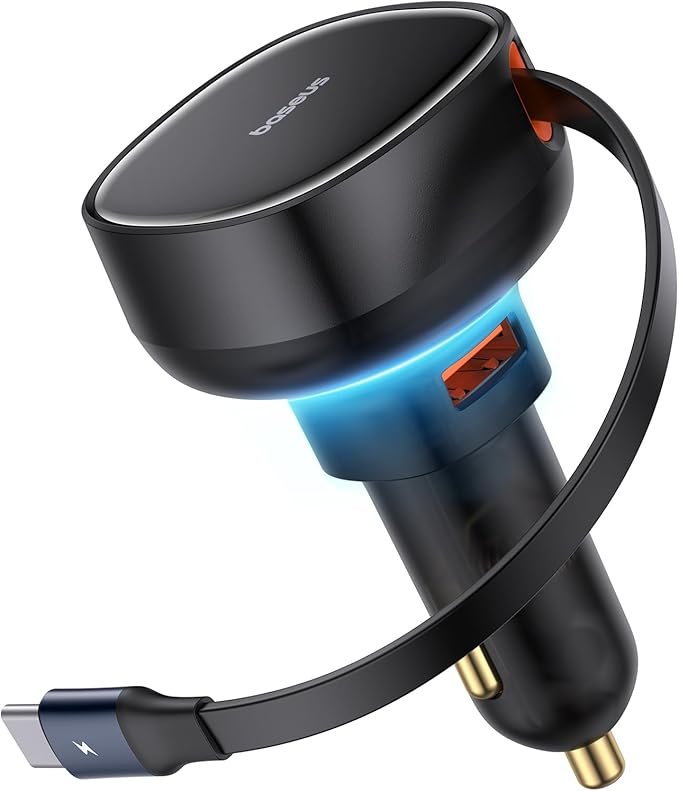 BASEUS CAR CHARGER U+RETRACTABLE TYPE-C CABLE 60 W BLACK CCTXP-UC thumbnail 2