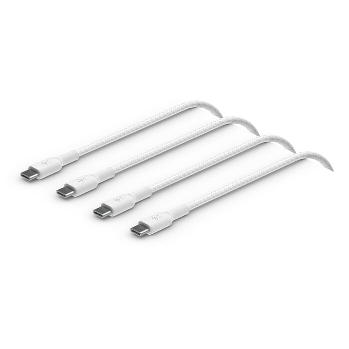 BELKIN BOOST CHARGE BREADED USB-C TO USB-C CABLE 1M 2PACK WHITE CAB004BT1MWH2PK thumbnail 2