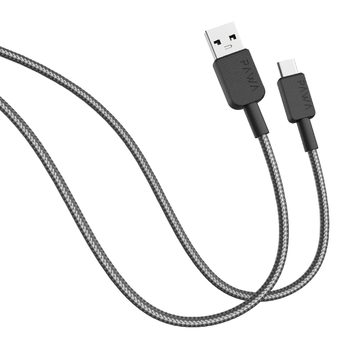 PAWA EL CARO SERIES USB A TO USB C PREMIUM BRAIDED CABLE 1.2M BLACK PW-120BD3AT-BK thumbnail 2