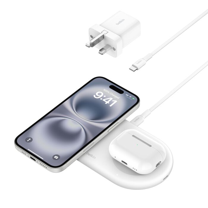 BELKIN BOOST CHARGE PRO 2 IN 1 MAGNETIC CHARGING PAD QI2 WITH USB-C  15W WHITE WIZ021MYWH thumbnail 2