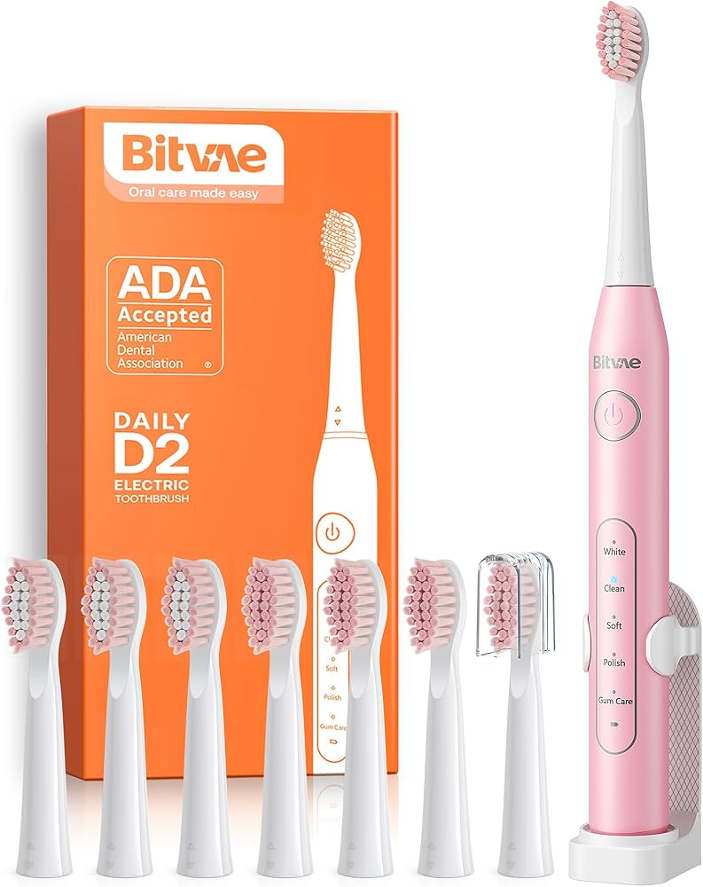 BITVAE TOOTHBRUSH WITH 8 HEADS +1TRAVEL CASE +1 HOLDER AND 1 HEADCAP PINK BV-D2 thumbnail 2