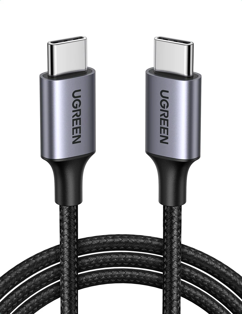 UGREEN USB-C TO USB-C ROUND CABLE 2.0 NICKEL PLATING ALUMINUM SHELL 2M GRAY BLACK 50152 thumbnail 2