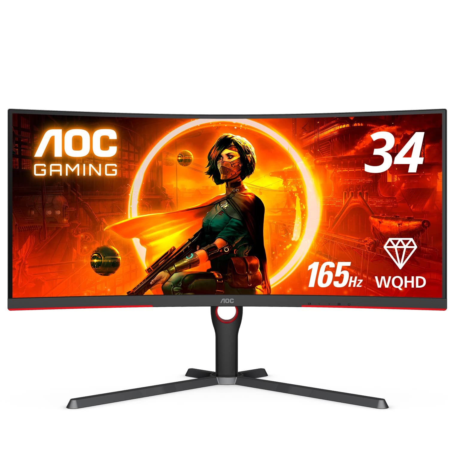 AOC 34" QHD VA 3440X1440 165Hz CURVED GAMING MONITOR CU34G3S thumbnail 2
