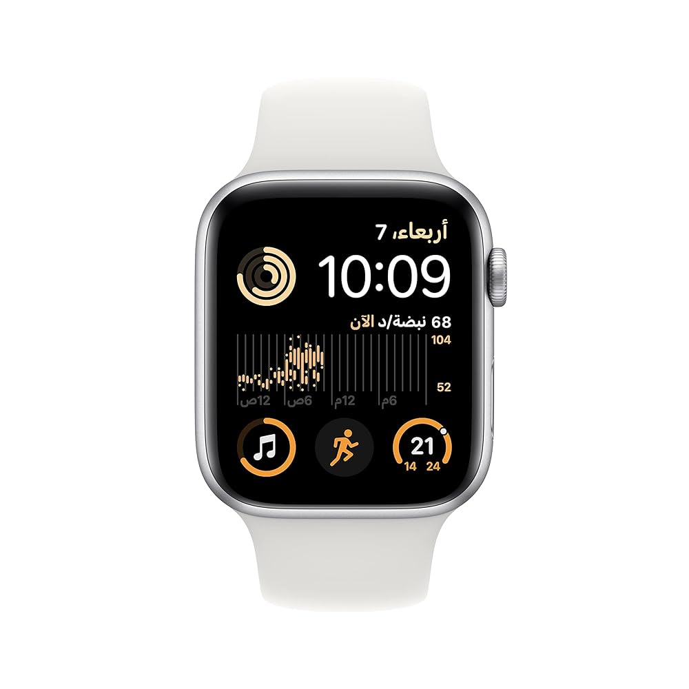 APPLE WATCH SE GPS 44MM (2ND GENERATION) SILVER ALUMINIUM CASE WITH WHITE SPORT BAND M/L MNTJ3 thumbnail 2