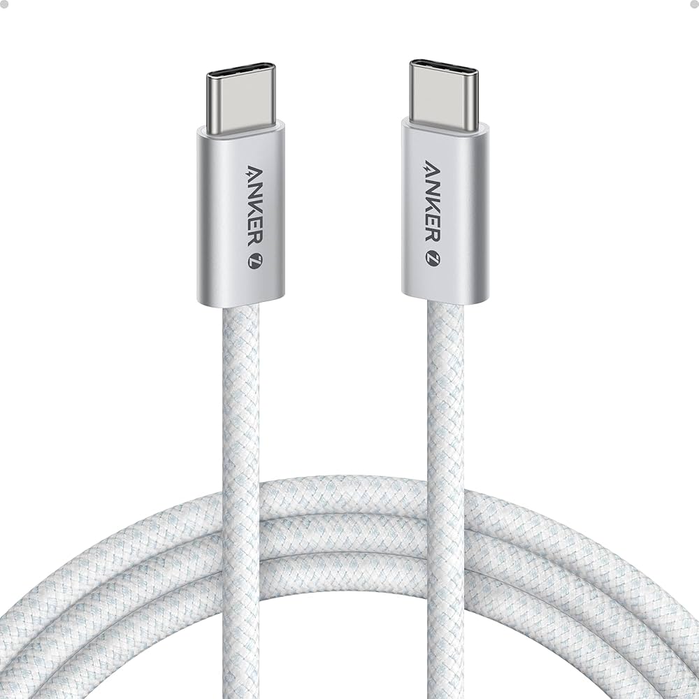 ANKER ZOLO USB C TO USB C 240W BRAIDED CABLE 6FT WHITE A8060H22 thumbnail 2