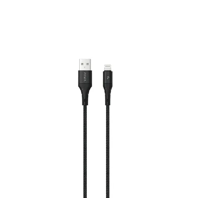 PAWA NYLON BRAIDED 2.4A QUICK CHARGING 1.2M BRAIDED DATA CABLE LIGHTNING BLACK PW-12BDATOL-BK thumbnail 2
