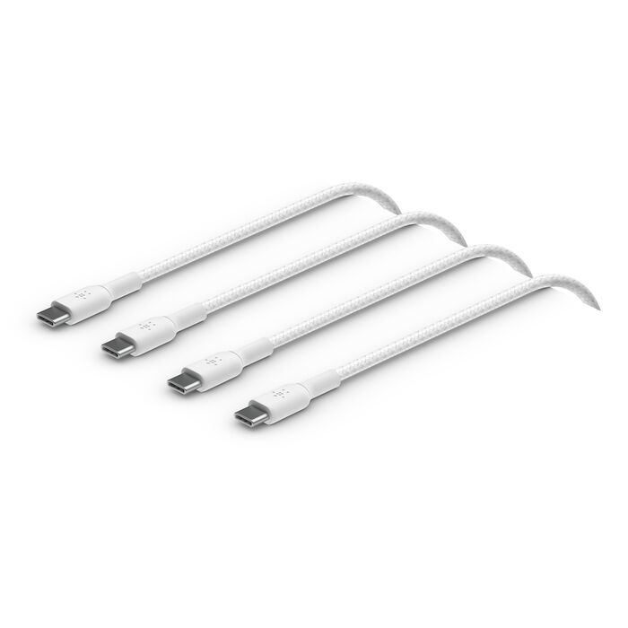 BELKIN BOOST CHARGE BREADED USB-C TO USB-C CABLE 2M 2PACK CAB004BT2MWH2PK thumbnail 2