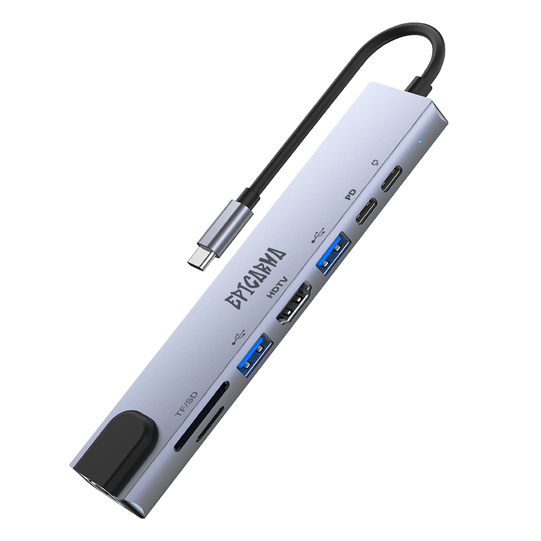 EPICARMA 8 IN 1 USB-C MULTIPORT HUB GRAY EA-MULTI 8IN1-GYM thumbnail 2