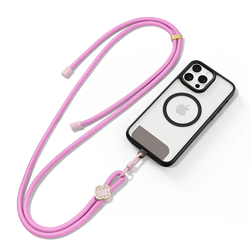 DUXDUCIS GARDEN SERIES CROSSBODY PHONE STRAP WITH BEGONIA PATTERN PHONE LANYARD PINK GARDEN0011 thumbnail 2