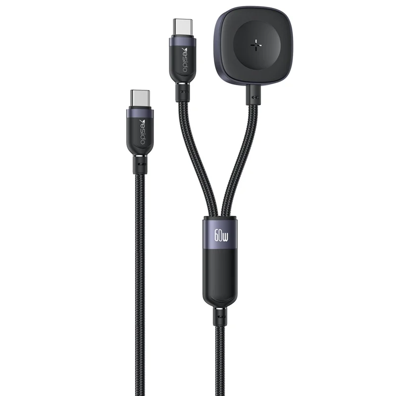YESIDO 2 IN 1 WATCH CABLE COMPATIBLE USB-C DEVICES AND APPLE WATCH BLACK CA136C thumbnail 2