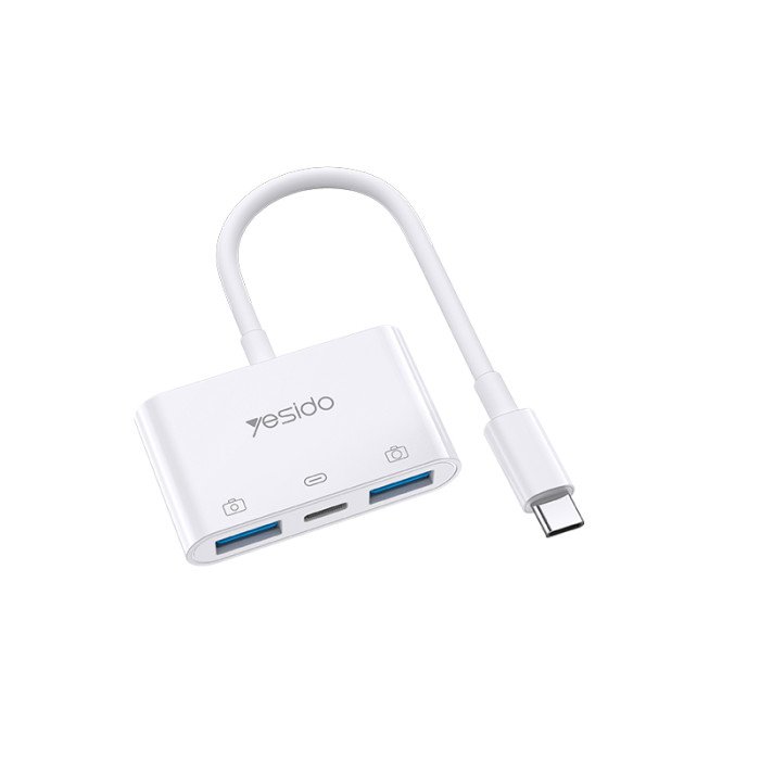 YESIDO TYPE C TO 2 USB OTG ADAPTER WHITE GS17 thumbnail 2