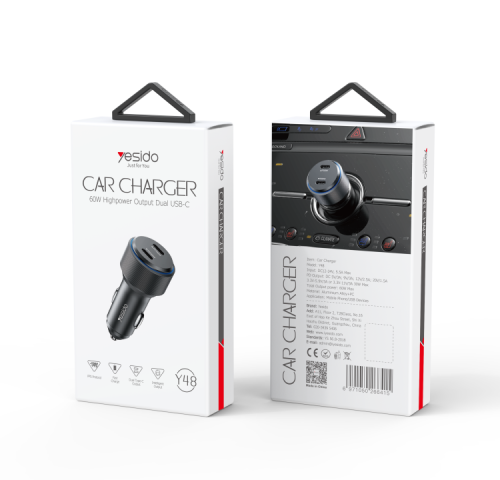 YESIDO 2 TYPE-C PORT PD 30W & 20W FAST CAR CHARGER Y48 thumbnail 2