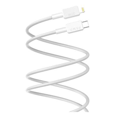 PAWA EL CARO SERIES USB C TO LIGHTNING 27W PREMIUM BRAIDED CABLE 2M WHITE PW-20BD27CL-WH thumbnail 2