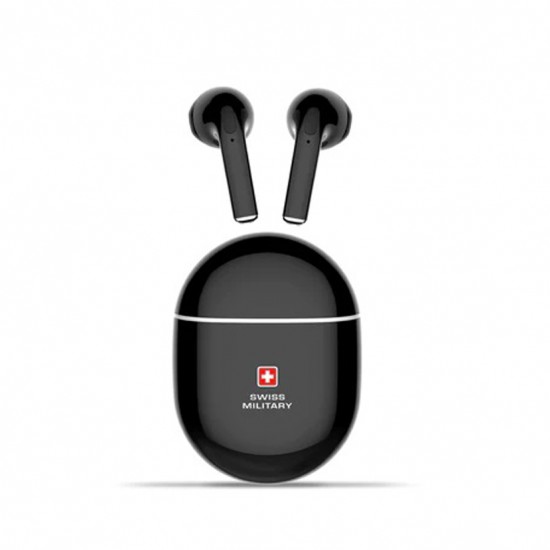 SWISS MILITARY DELTA 2 ENC ENVIROMENT NOISE CANCELLING TRUE WIRELESS EARBUDS BLACK thumbnail 2