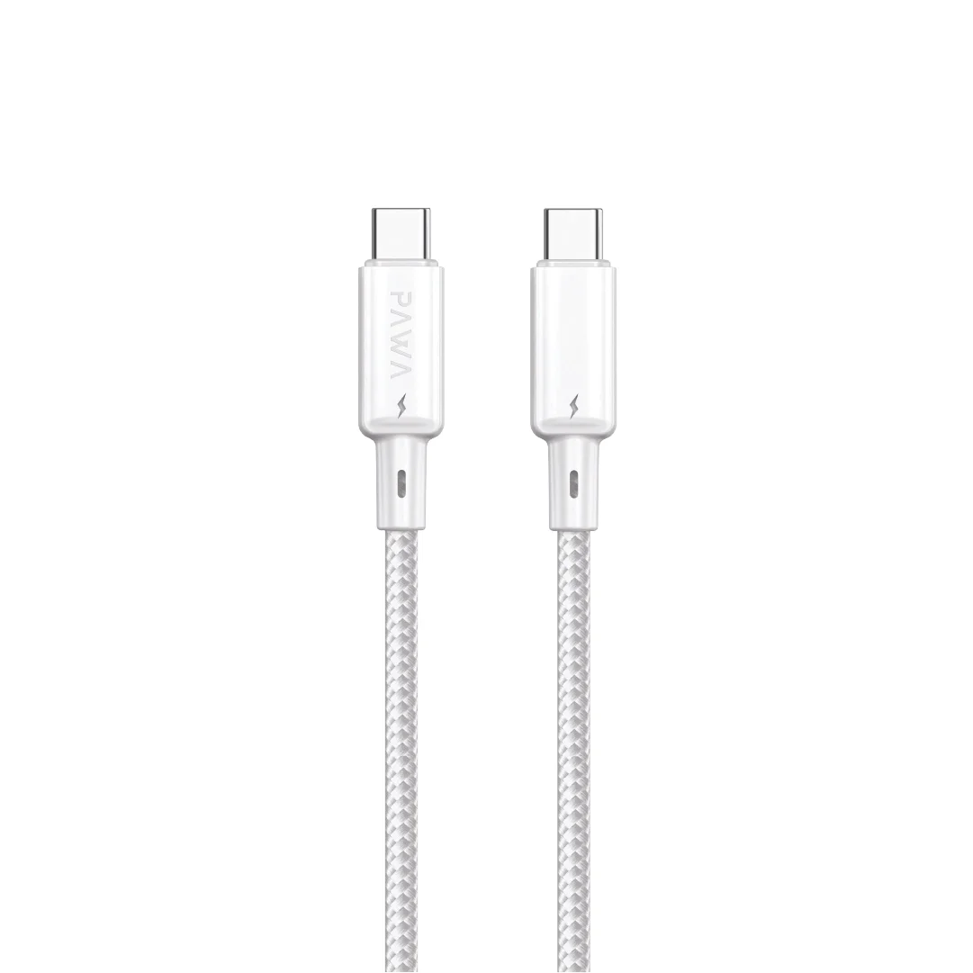 PAWA 60W USB C TO USB C QUICK CHARGING BRAIDED CABLE 1.2M PW122 WHITE PW-BTLT12CC-WH thumbnail 2