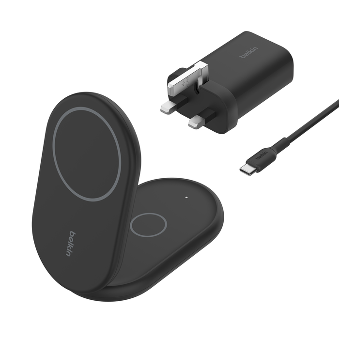 BELKIN BOOST CHARGE 15W 2 IN 1 MAGNETIC FOLDABLE WIRELESS CHARGING STAND BLACK WIZ028MYBK thumbnail 2