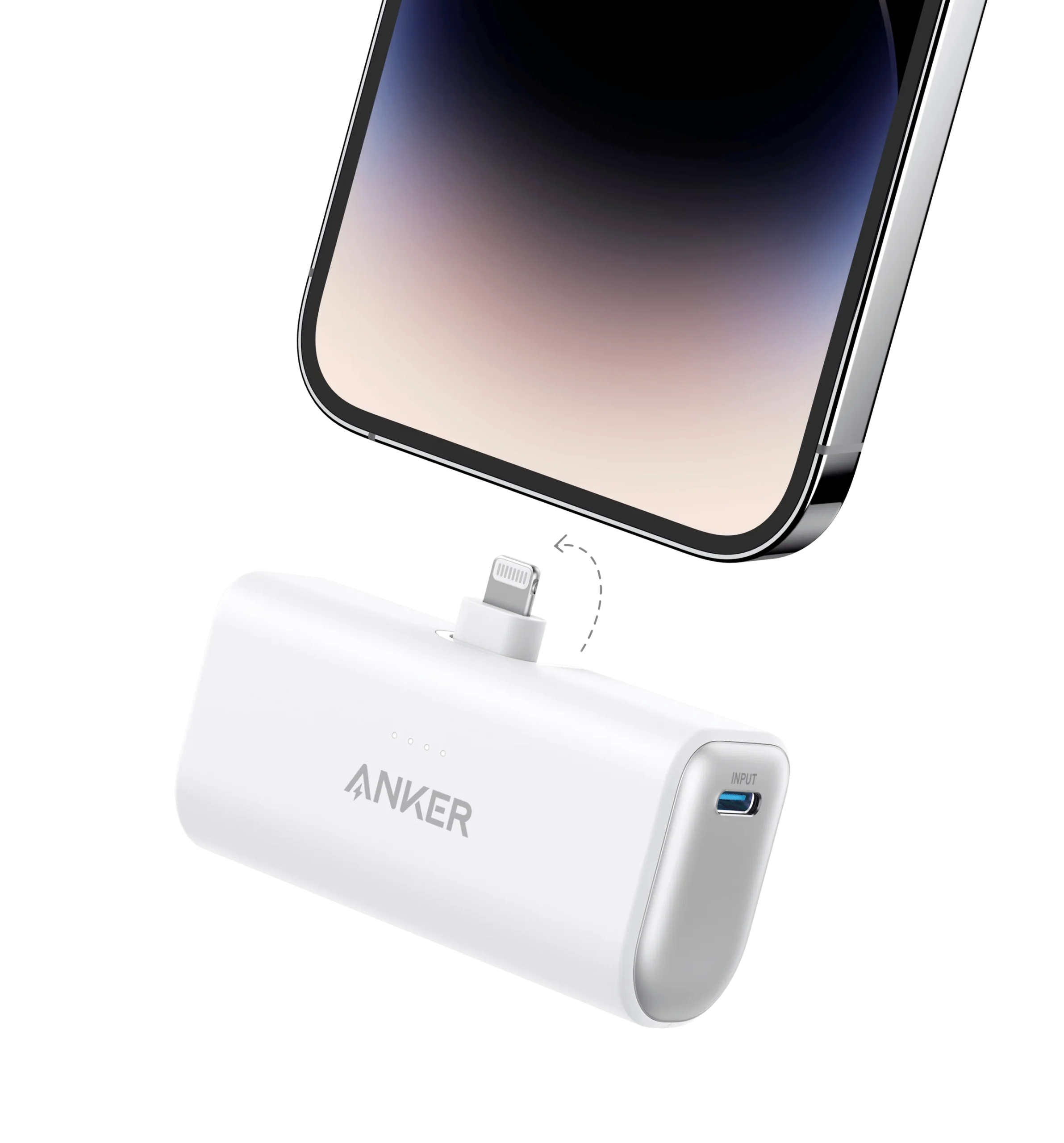 ANKER NANO 12W BUILT IN LIGHTNING CONNECTOR POWERBANK WHITE A1645H21 thumbnail 2