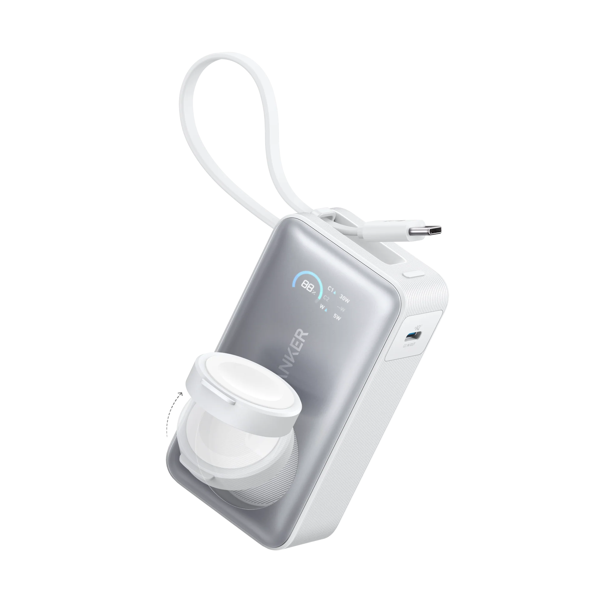 ANKER MAGGO 10K 35W USB C 5W WIRELESS POWERBANK WHITE A1657H21 thumbnail 2