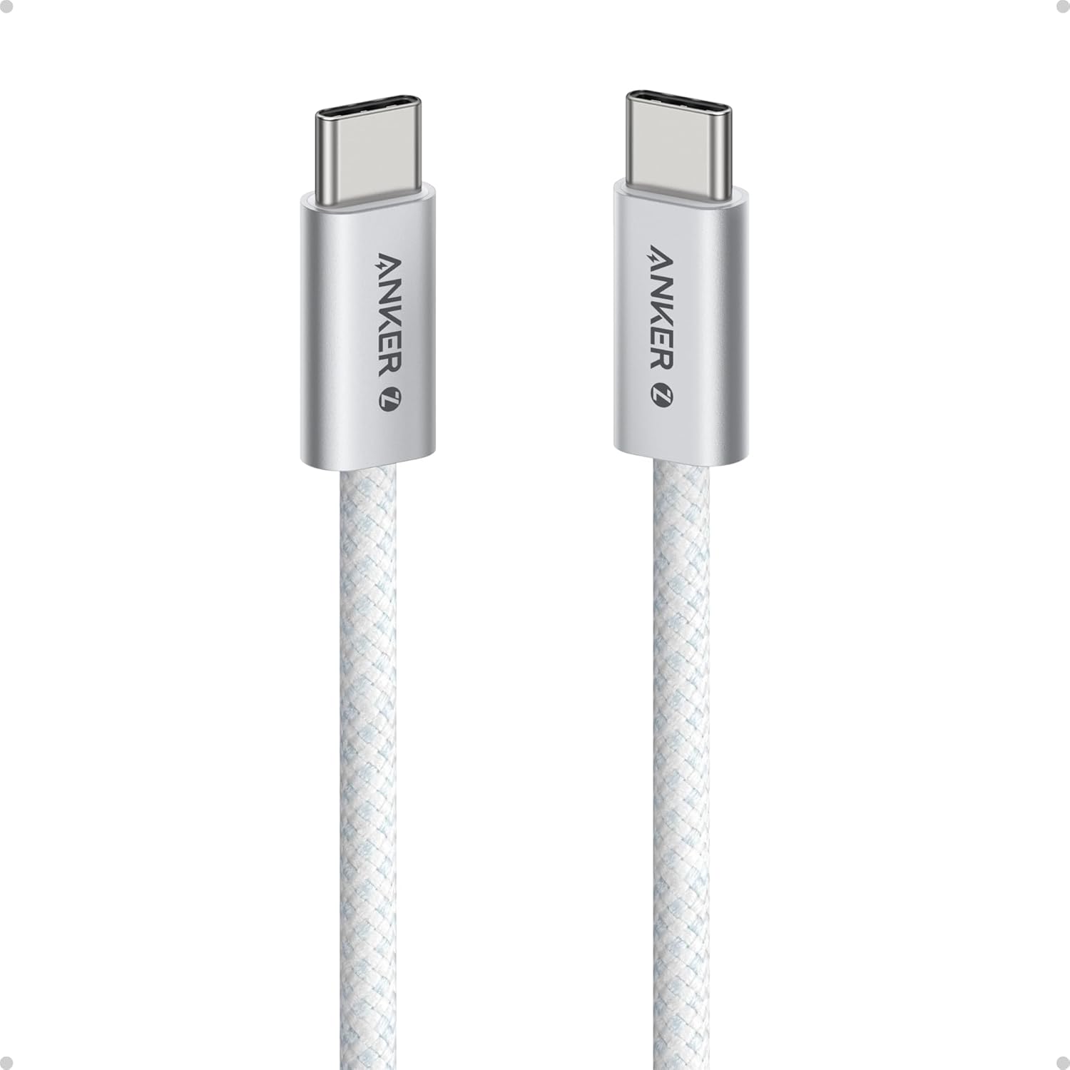 ANKER ZOLO USB-C TO USB-C CABLE 240W BRAIDED 3.3FT WHITE A8060H21 thumbnail 2