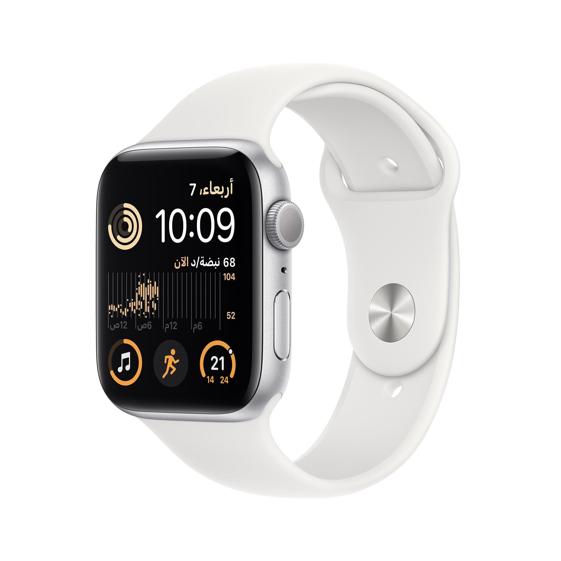 APPLE WATCH SE GPS 44MM (2ND GENERATION) SILVER ALUMINIUM CASE WITH WHITE SPORT BAND S/M MNTH3 thumbnail 2