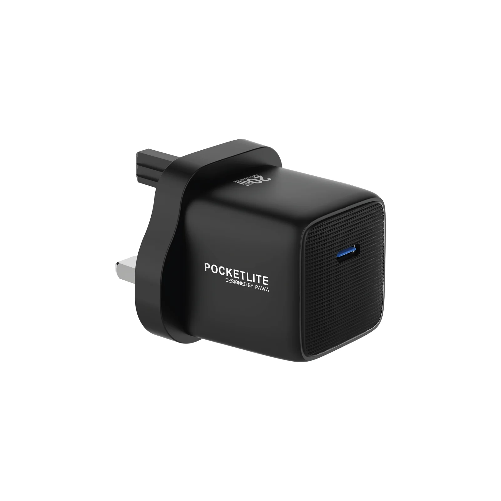 PAWA POCKETLITE TRAVEL CHARGER TYPE C PORT GAN UK STANDARD PD20W BLACK PW-PL20WUK-BK thumbnail 2