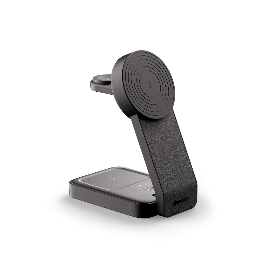 BLUPEBBLE 3 IN 1 QI2 WIRELESS FOLDABLE MAGSAFE CHARGING STAND BLACK BP-3IN1QI2-BK thumbnail 2