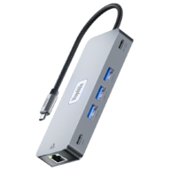 BLUPEBBLE C10 MULTIPORT ALUMINIUM 10 IN 1 MULTIMEDIA HUB GRAY BP-C10USBCHUB10IN1-GY thumbnail 2