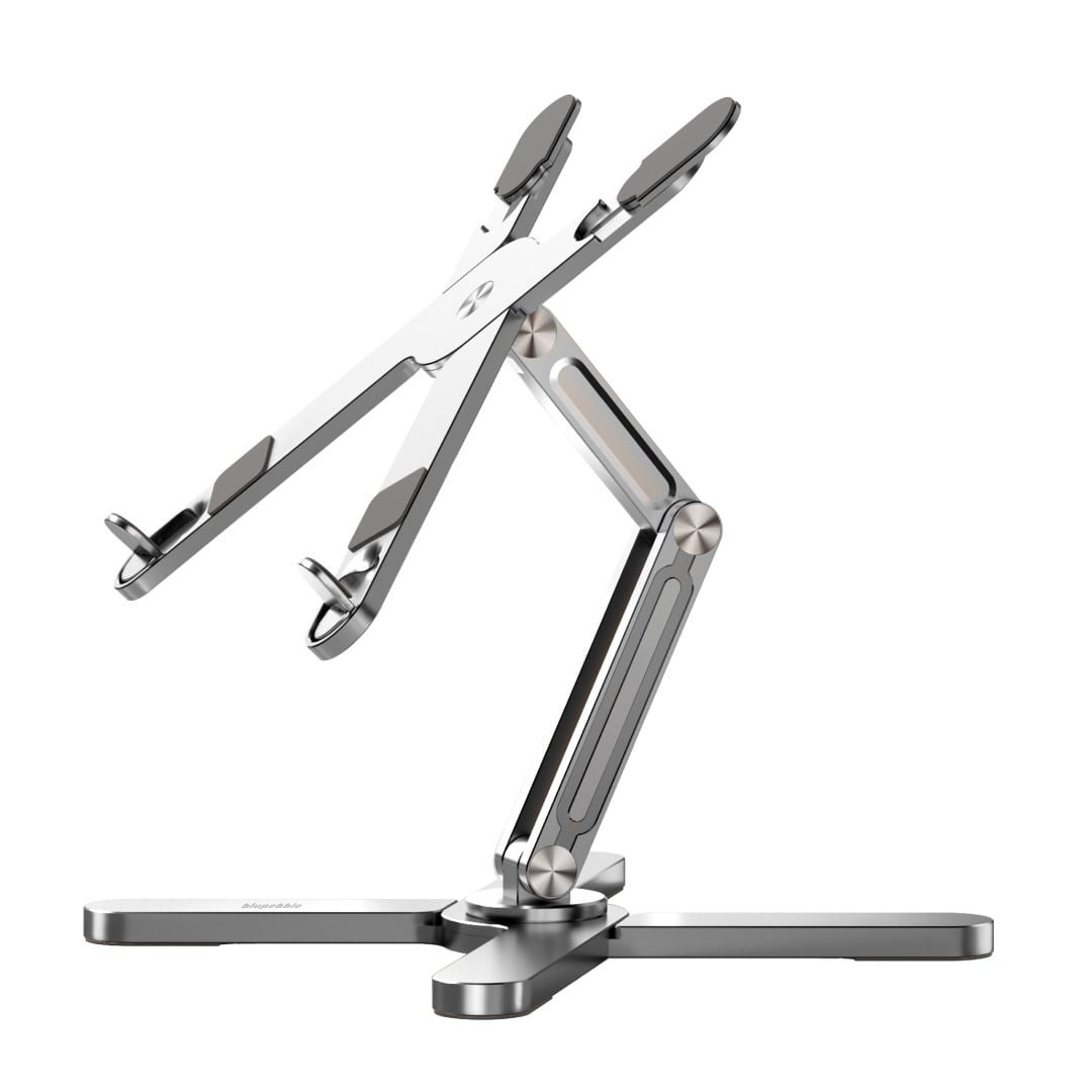 BLUPEBBLE DOUBLE-X ADJUSTABLE AND FOLDABLE ALUMINIUM ALLOY LAPTOP STAND 11 TO 17 INCH BP-DBLXSTAND11.17-SL thumbnail 2