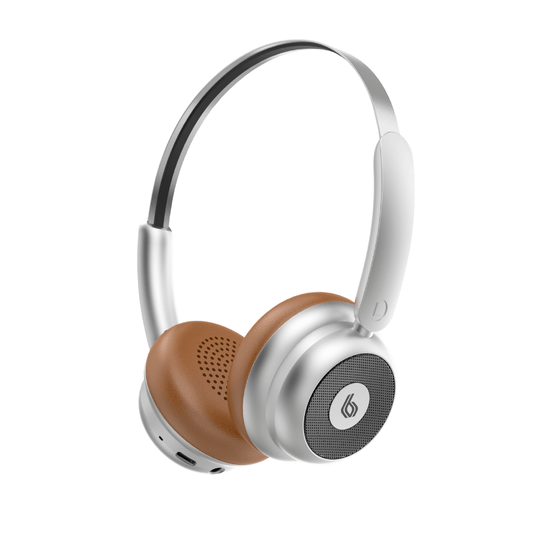BLUPEBBLE ECHO VINTAGE VIBES DESIGN WIRELESS ON-EAR FOLDABLE HEADPHONES SILVER BP-ECHO-SL thumbnail 2