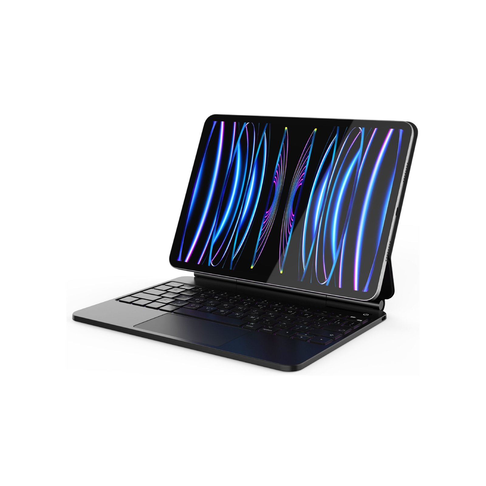 BLUPEBBLE 10.9 INCH/11 INCH MAGIC FOLIO KEYBOARD WITH TRACKPAD ENG/ARB BP-FOLIO-MT11IN-AR-EN-BK thumbnail 2