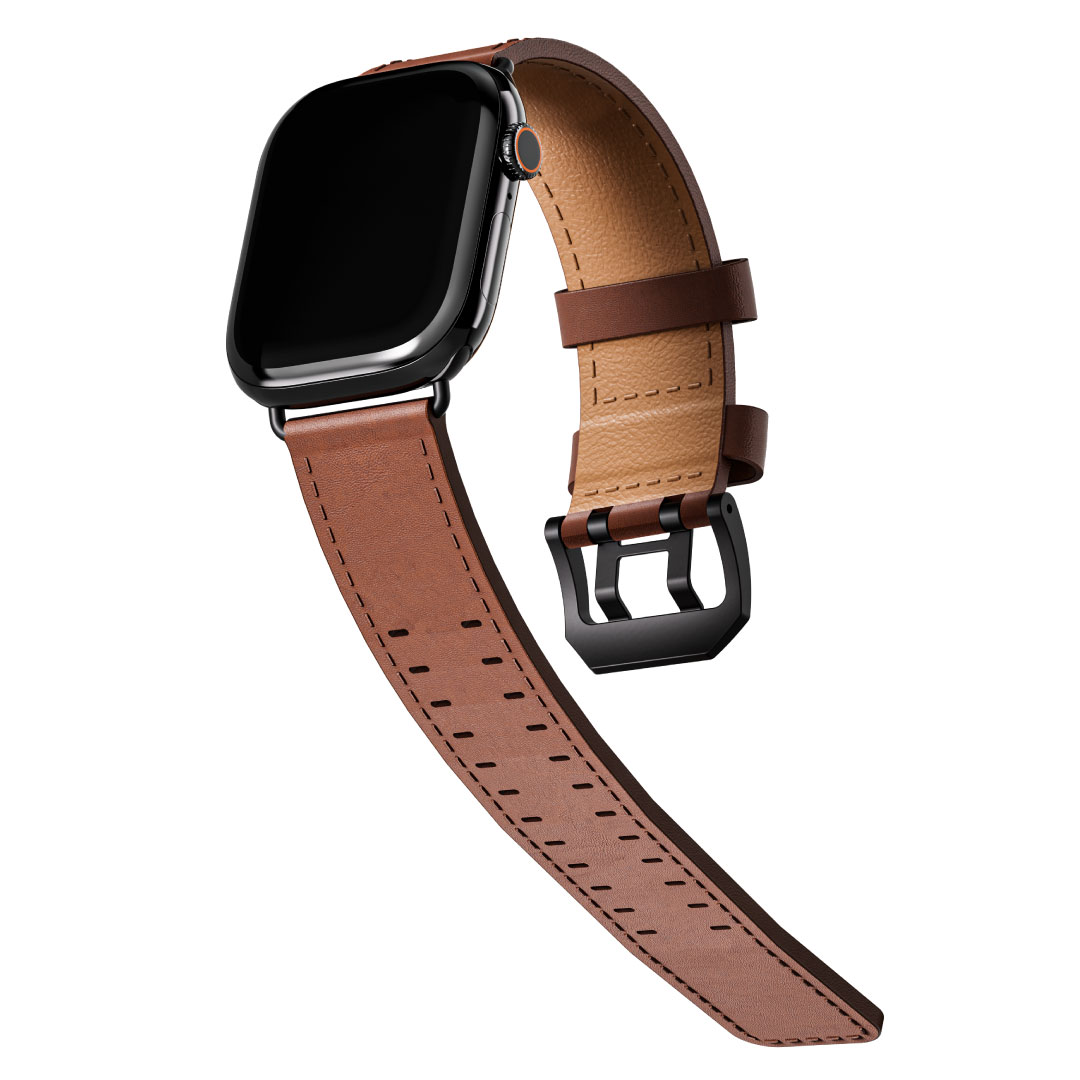 BLUPEBBLE APPLE WATCH STRAP ULTRA AND SERIES 11 ORLEN SERIES 49/45/44/42MM BROWN BP-ORLEN-BR thumbnail 2