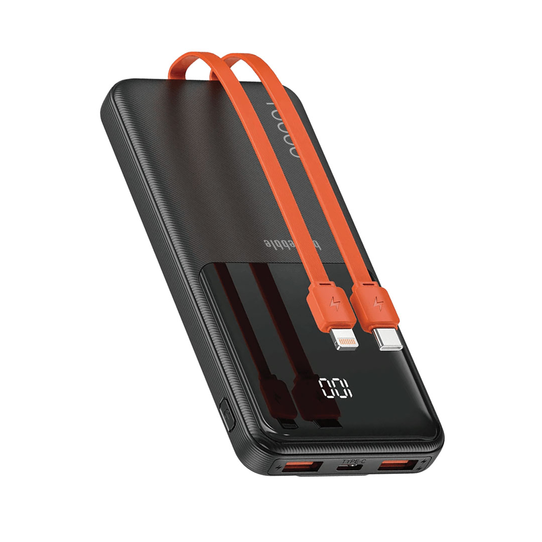BLUPEBBLE LINKPOD GO 10000MAH BUILT-IN CABLE POWER BANK BLACK BP-P651L-BK thumbnail 2